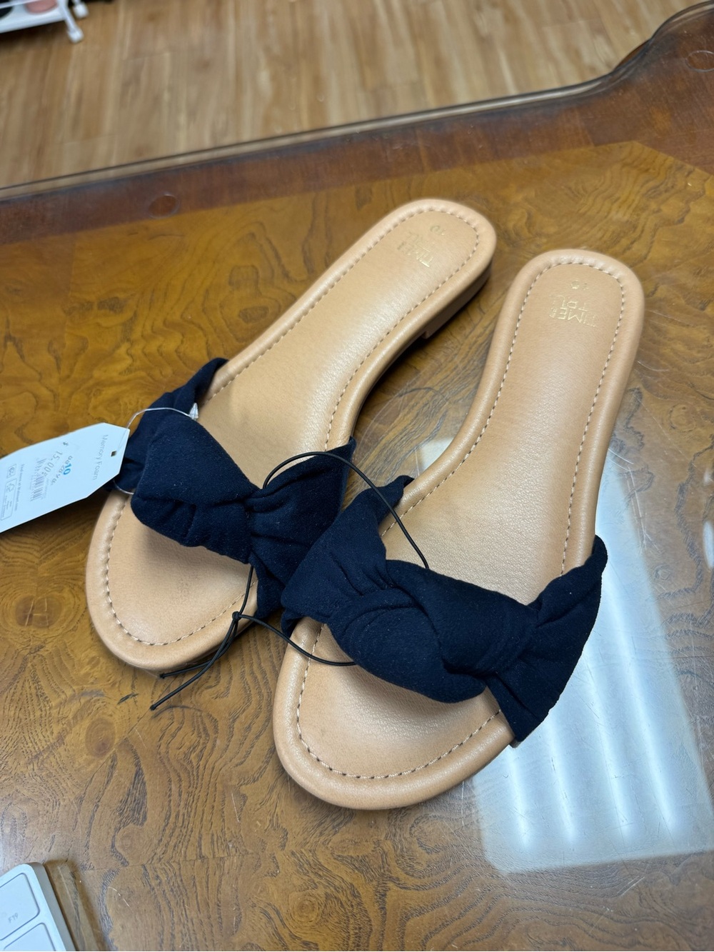 Women's Black Knot Slip-On Sandals with Cushioned Footbed